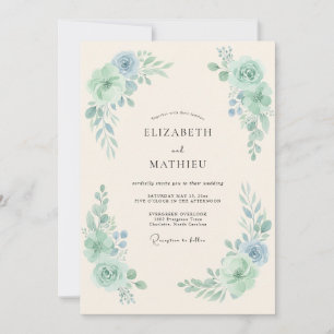 Invitation Mariage de printemps raffiné vert menthe