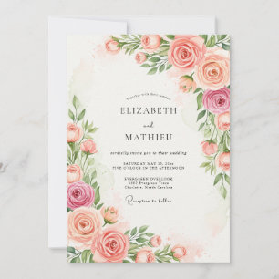 Invitation Mariage de printemps resplendissant aux tons de pê