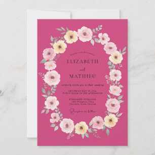 Invitation Mariage de printemps romantique aux fleurs magenta