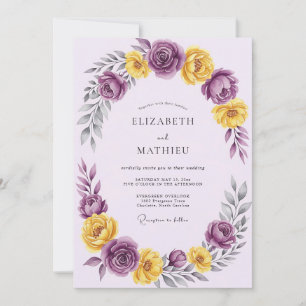 Invitation Mariage de printemps romantique jaune violet