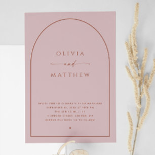 Invitation Mariage de printemps rose pâle   Photo Arch + QR
