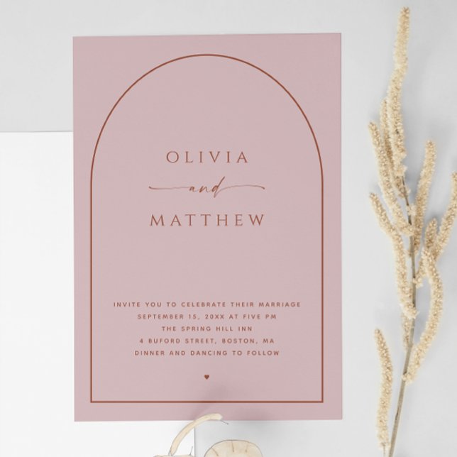Invitation Mariage de printemps rose pâle | Photo Arch + QR (Créateur téléchargé)