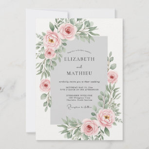 Invitation Mariage de printemps rose tendre raffiné