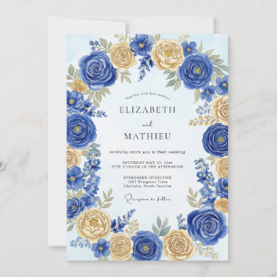 Invitation Mariage de printemps royal bleu cobalt