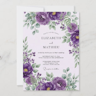 Invitation Mariage de printemps royal pourpre