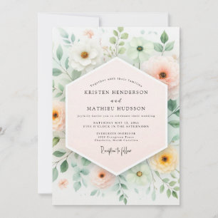Invitation Mariage de printemps serein vert menthe
