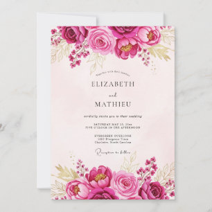 Invitation Mariage de printemps somptueux magenta