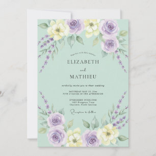 Invitation Mariage de printemps sublime vert menthe