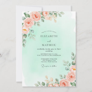 Invitation Mariage de printemps vert menthe à couper le souff
