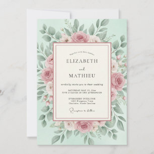 Invitation Mariage de printemps vert menthe luxuriant