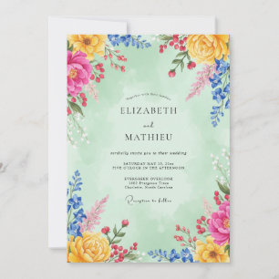 Invitation Mariage de printemps vibrant vert menthe