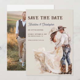 Invitation Mariage de Ranch Western Boho Photo Enregistrer la