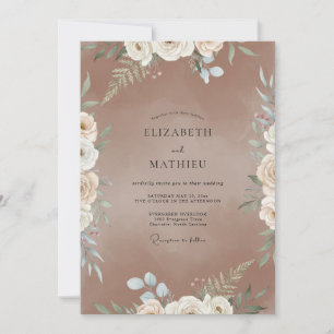 Invitation Mariage de Ranunculus à l'aquarelle mauve atténué