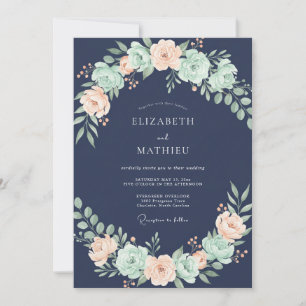 Invitation Mariage de ranunculus gris eucalyptus à la menthe