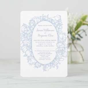 Invitation Mariage de réception élégant en bleu floral