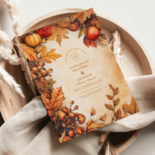 Invitation Mariage de récolte automnale rustique