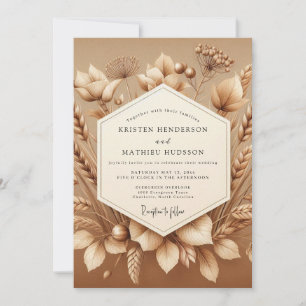 Invitation Mariage de récolte rustique sépia