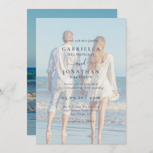 Invitation Mariage de recouvrement blanc photo en couple mode