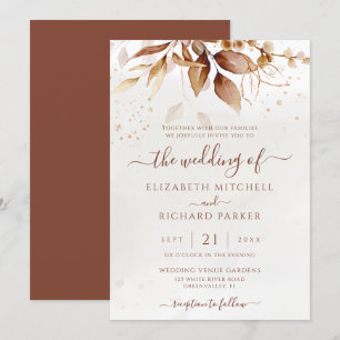 Invitation Mariage de remplissage d'automne en terre cuite ro