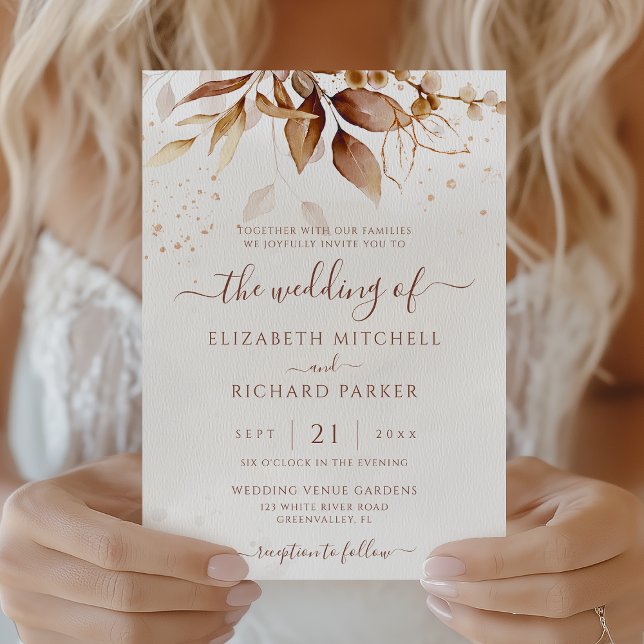 Invitation Mariage de remplissage d'automne en terre cuite ro (Créateur téléchargé)