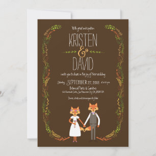 Invitation Mariage de renards de bois de Whimsical