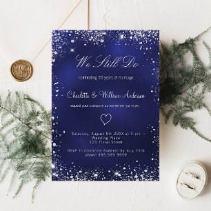 Invitation Mariage de renouvellement du voeu bleu marine
