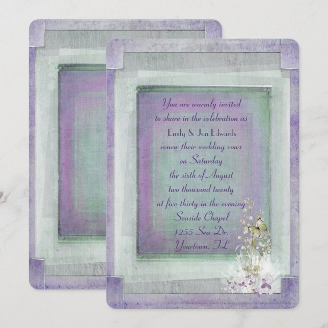Invitation Mariage de renouvellement Vow vintage (Devant / Derrière)
