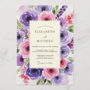 Invitation Mariage de rêve à l'aquarelle rose lavande