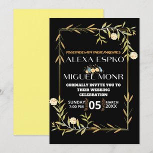 Invitation Mariage de rêve fleurs jaunes fête de la mariée