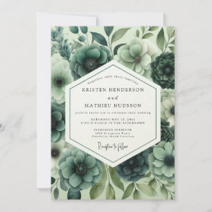 Invitation Mariage de Romance Opulente à Fleurs de Teal