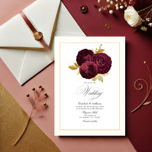 Invitation Mariage de Rose de Bourgogne et d'or