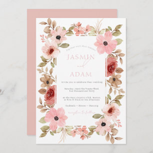 Invitation Mariage de Rose moderne Dusty rose