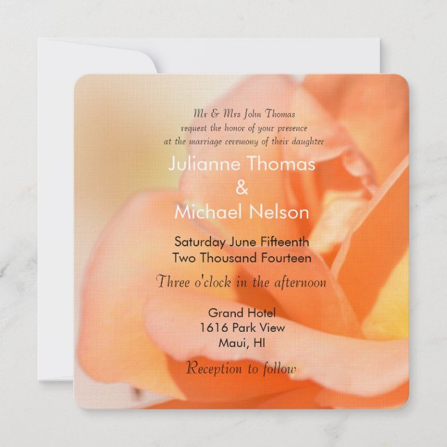 Invitation Mariage de Rose Peach (Devant)