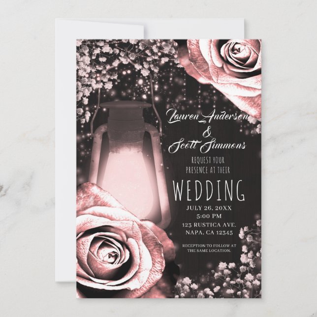 Invitation Mariage de roses roses roses roses roses brillante (Devant)