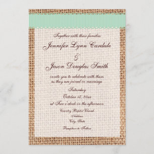 Invitation Mariage de ruban Burlap Sage imprimé par pays rust