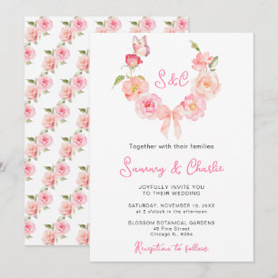 Invitation Mariage de ruban rose rose pâle