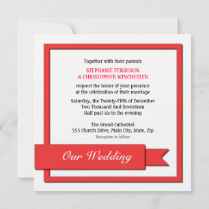 Invitation Mariage de ruban rouge