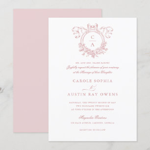 Invitation Mariage de ruban vintage à mâchoires à crêtes flor