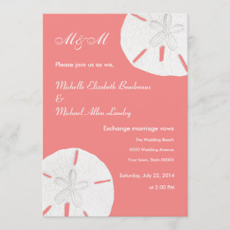 Invitation Mariage de sable Dollar Coral Mariage