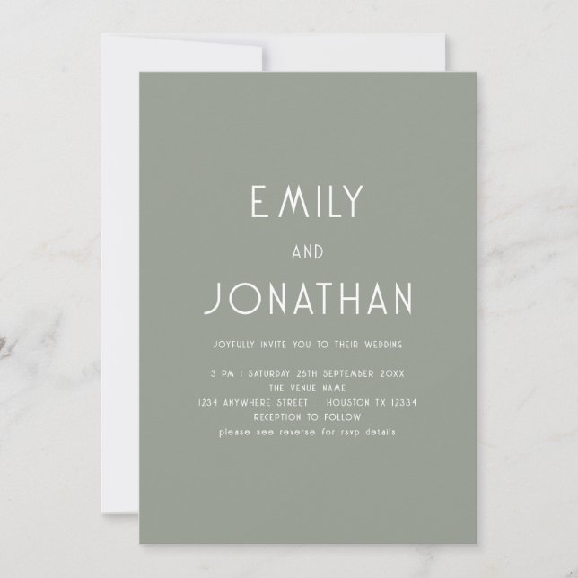 Invitation Mariage de sage de code QR de texte minimal (Devant)