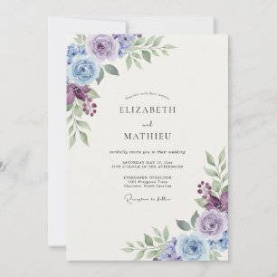 Invitation Mariage de sauge au feuillage de pervenche violett
