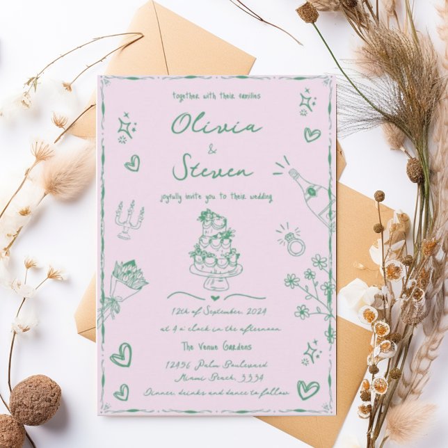 Invitation Mariage de scintillement branché à la main (Créateur téléchargé)