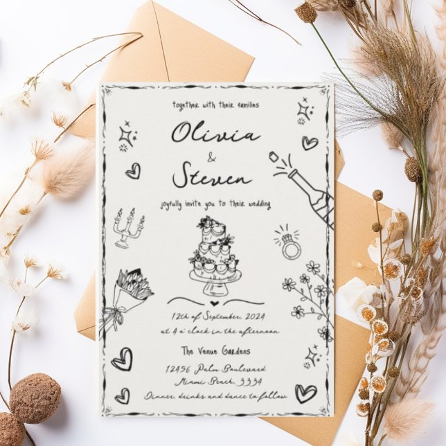 Invitation Mariage de scintillement branché à la main (Créateur téléchargé)