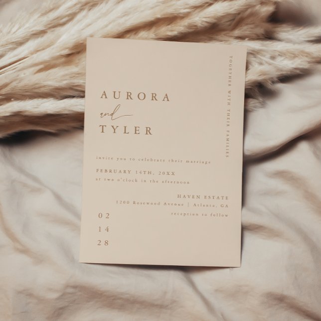 Invitation Mariage de script beige moderne (Créateur téléchargé)