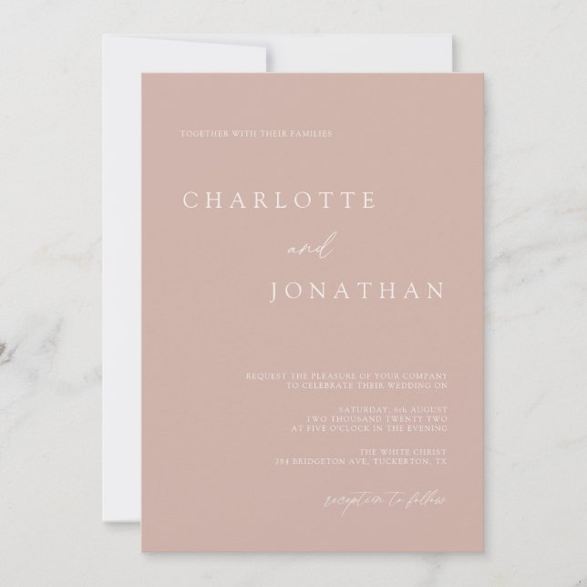 Invitation Mariage de script Boho Modern Simple Pale Mauve (Devant)