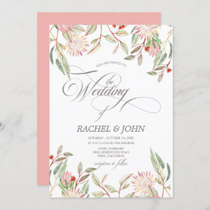 Invitation Mariage de script calligraphique de fleurs austral