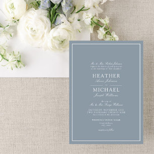 Invitation Mariage de script classique bleu foncé