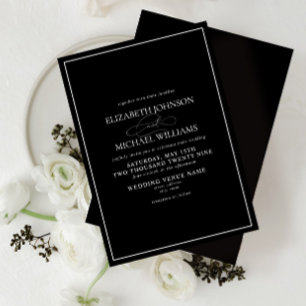 Invitation Mariage de script classique en noir et blanc