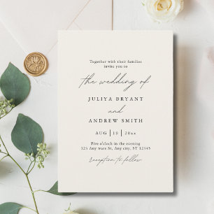 Invitation Mariage de script crème minimaliste