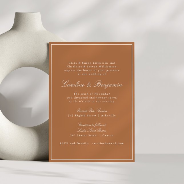 Invitation Mariage de script de bordure classique en terre cu (Créateur téléchargé)